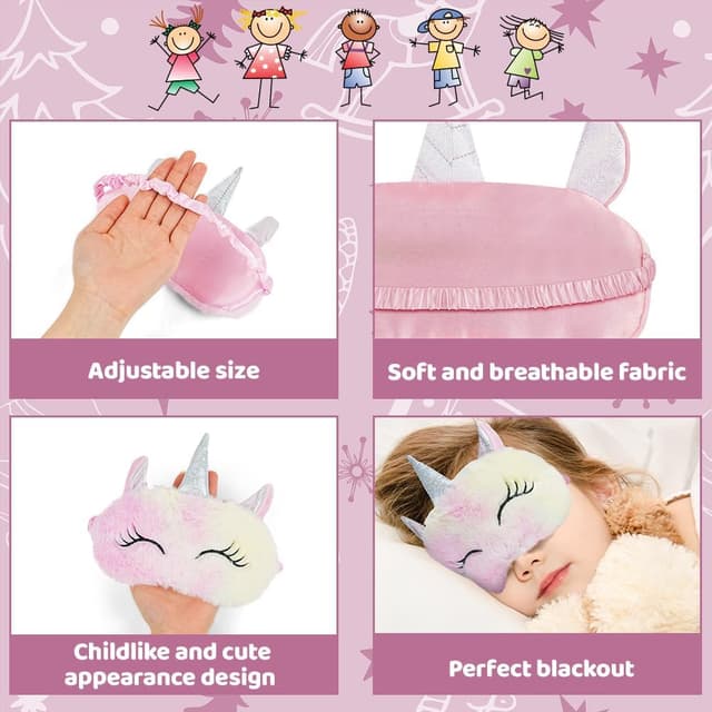 Detalle de ACWOO Maschera per dormire unicorno 3D in peluche, copricapo eyeshade morbida e traspirante per bambini e adulti