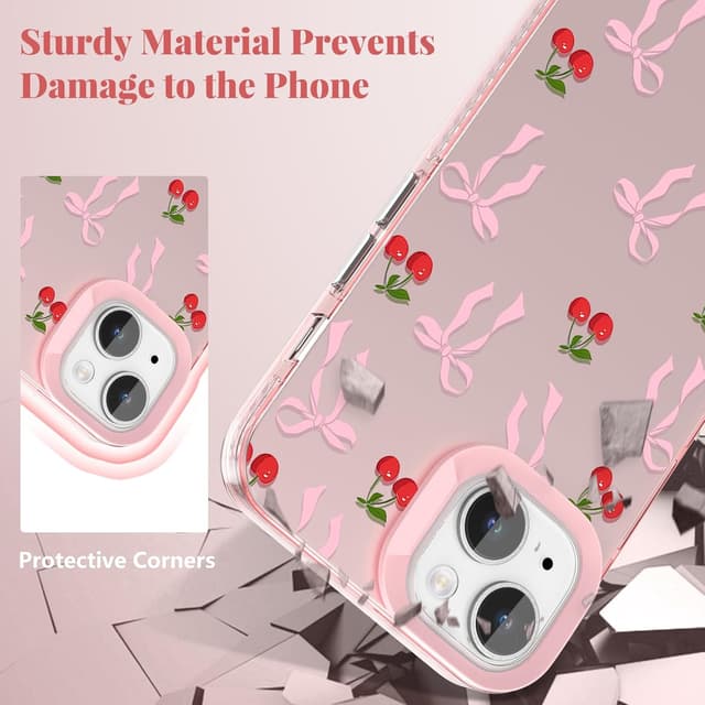 Thumbnail 6 de ZTOFERA Hülle für iPhone 14 Plus / 15 Plus (6,7") mit Schleife-Design – harte PC-Rückseite, TPU-Bumper