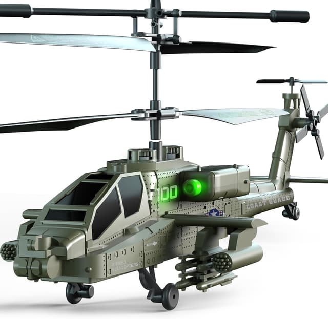 Detalle de VATOS Ferngesteuerte Helikopter „Military Serie“ (2,4G RC) mit 2 Akkus, LED-Licht und Höhenhaltefunktion