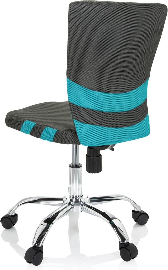 Thumbnail 6 de HJH Office 661008 Sedia girevole KIDDY COMFORT in rete grigio/turchese, regolabile in altezza