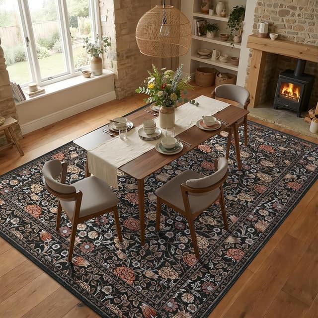 Thumbnail 4 de GarveeHome Brown Vintage Floral 8x10 Rug