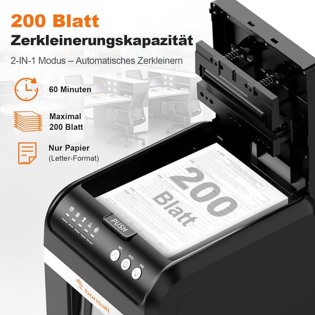 Detalle 2 de Bonsaii C283 Aktenvernichter 200 Blatt đź—‘