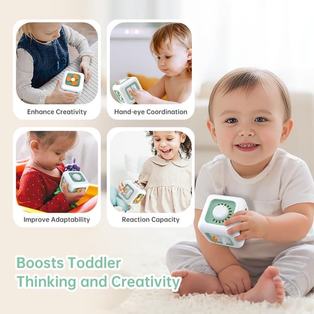 Detalle 2 de lerrbo Sensorisches Spielzeug – 6-in-1 Aktivitätswürfel für Kleinkinder (ab 1 Jahr)