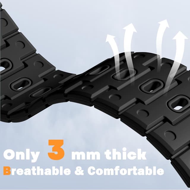 Detalle 2 de Bandletic Magnetic Straps for Apple Watch (compatible with Series 10 42mm, 9/8/7 41mm & more) – Black soft silicone sport band