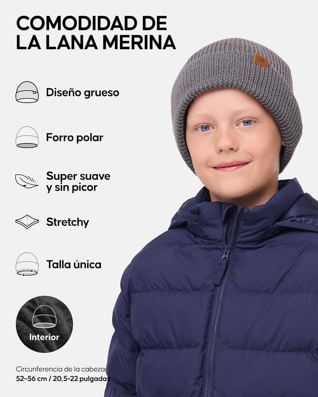 Detalle 2 de Danish Endurance Gorro Invierno Niños Lana Merino