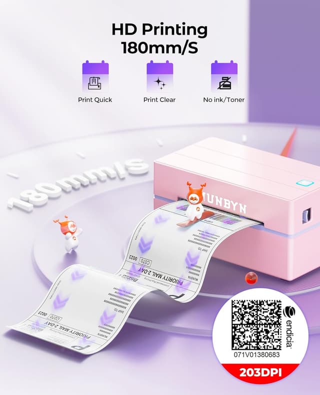 Detalle 2 de MUNBYN 130B Bluetooth Thermal Label Printer 4x6