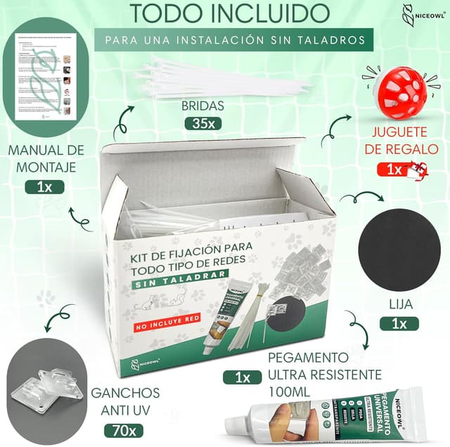 Thumbnail 2 de NICEOWL Kit fijación red para gatos