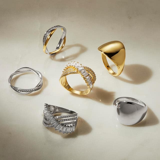 Thumbnail 1 de Amazon Essentials Braided Polished CZ Ring Band 5 mm 📿