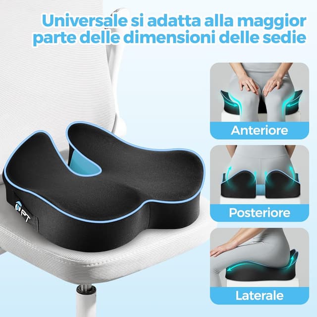 Detalle de POOTACK Cuscino per sedia da ufficio in memory foam con rivestimento traspirante