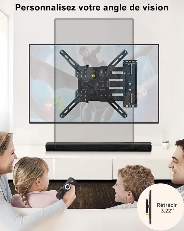 Detalle 2 de FORGING MOUNT Support mural TV longue portée pour angles (26 à 65 pouces) – Rotation portrait/paysage, VESA jusqu’à 400x400 et jusqu’à 35 kg