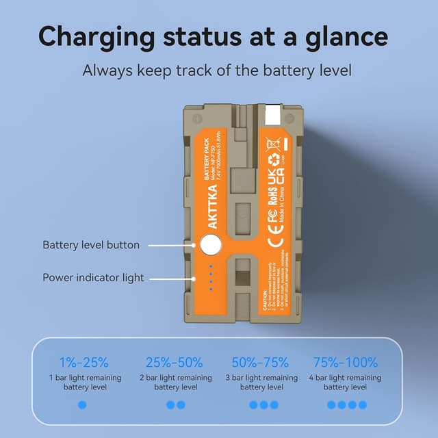 Thumbnail 6 de AKTTKA 2 Batterie 7000mAh NP-F750 (per Sony serie NP-F): ricarica rapida USB-C + uscita USB-A