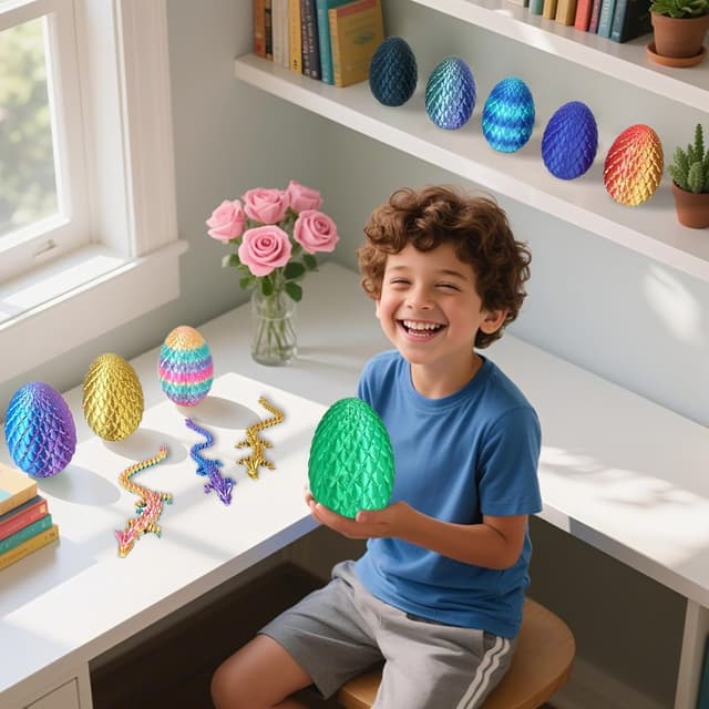 Detalle de Olee Odee Drachenei 3D-gedrucktes Fidget-Spielzeug (Weihnachtsgrün) mit Schnappverschluss