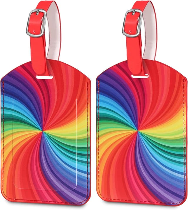 Imagen de Leather Luggage Tags 2 Pcs Spinning Rainbow en OfertitasTOP
