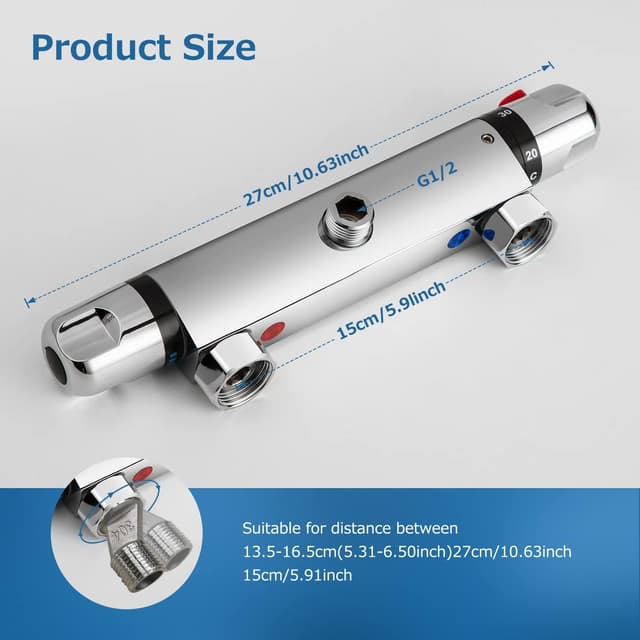 Thumbnail 6 de Mitigeur de douche thermostatique 38 °C en laiton avec bouton de sécurité