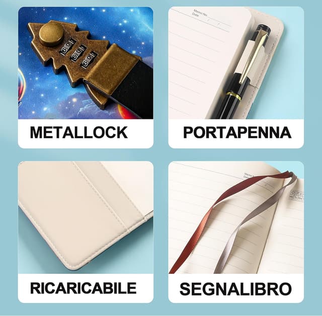 Detalle de Diario segreto per ragazzi HwxBen con lucchetto a 3 cifre e quaderno A5 (14,8 x 21,3 cm), 224 pagine