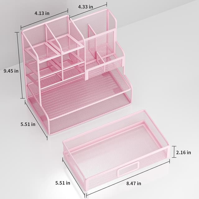 Detalle 2 de Restorgan Netz Schreibtisch Organizer Rosa