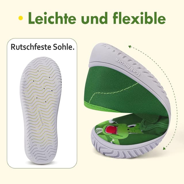 Detalle de IceUnicorn Kinder-Hausschuhe mit Klettverschluss – atmungsaktiv, rutschfest und mit Zehenschutz