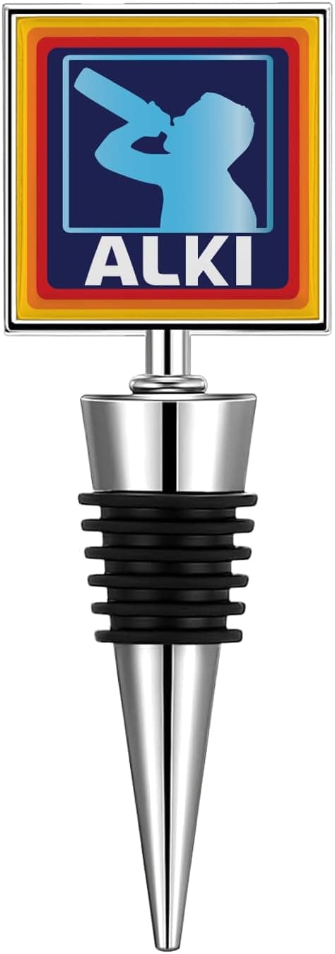 Detalle de SC Products Alki Wine Stopper aluminium bottle stopper (funny “ALKI” design) for men