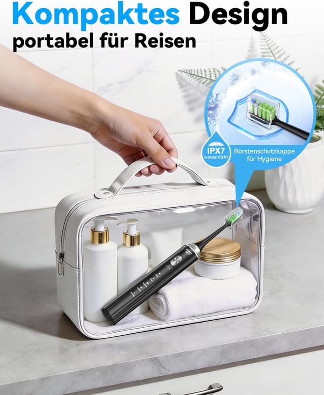 Detalle 2 de JTF brosse à dents électrique sonique avec station UV (séchage), 5 modes et 6 têtes de rechange