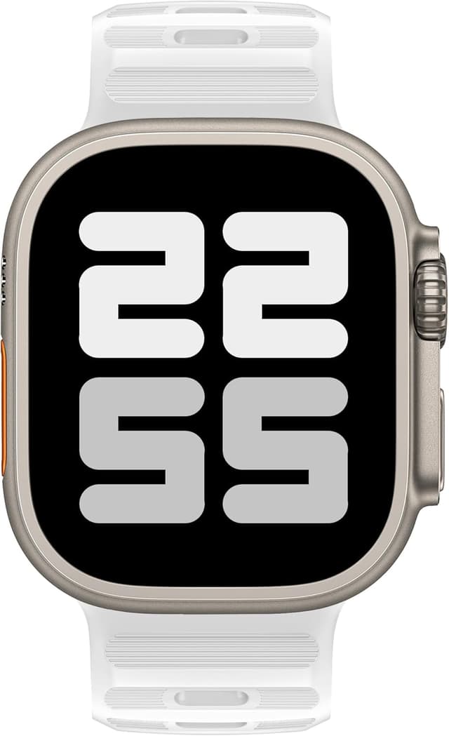 Detalle de ELETTRONEO UC1 cinturino sport in silicone per Apple Watch (Ultra 3 2 49mm, Series 11 10 46mm, 9 8 7 45mm, SE 6 5 4 44mm, 3 2 1 42mm) bianco