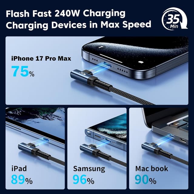 Detalle de toocki Cable USB C a USB C 240W 3M