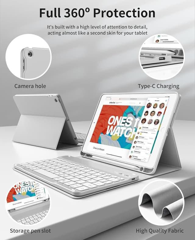 Thumbnail 2 de JKSML Tastatur Hülle für iPad 9./8./7. Generation