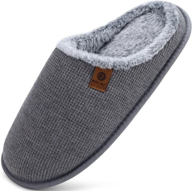 Thumbnail 6 de ONCAI Men’s House Slippers with Memory Foam Cushion, Faux Fur Lining and Non-Slip Rubber Soles