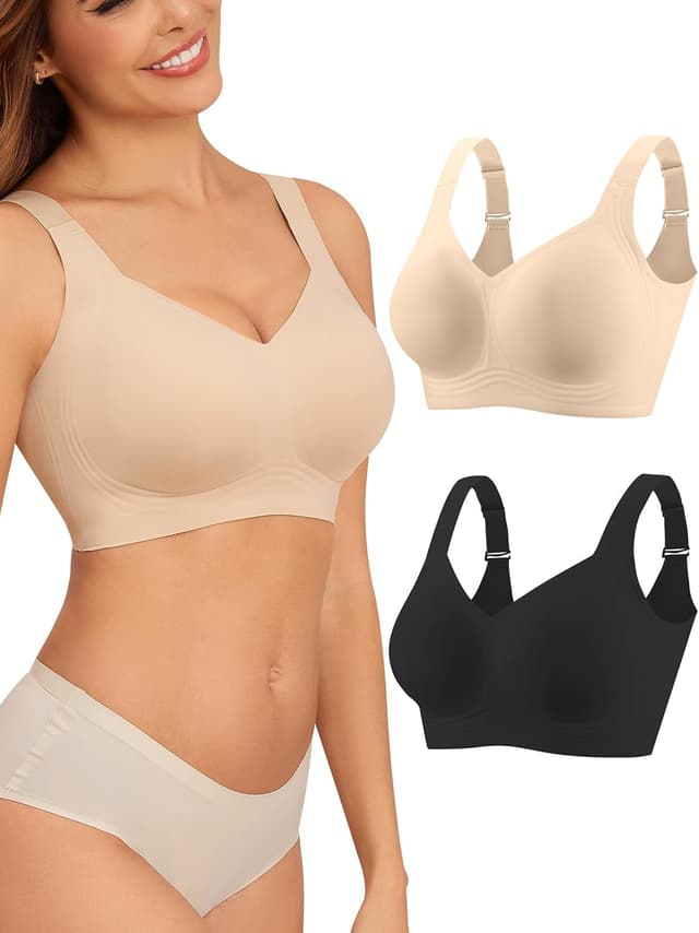 Detalle 2 de Mivorica No Wired Seamless Wireless Full Coverage Support Bra for Women (jelly soft comfort)