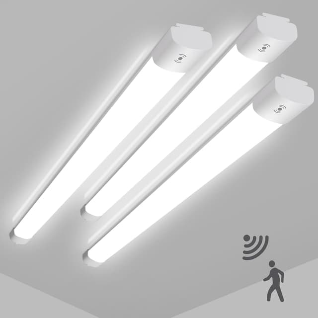 Detalle de LEOEU 3er-Set LED Feuchtraumleuchten 20 W mit Bewegungsmelder, 60 cm, IP65 (4000 K)
