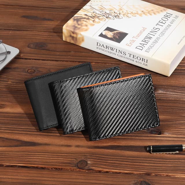 Thumbnail 6 de GAEKEAO ultrathin RFID blocking bifold leather wallet with ID window and zip coin pocket