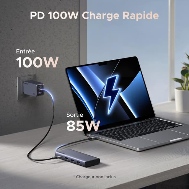 Thumbnail 6 de UGREEN Revodok Pro 308 – Hub USB-C 8 en 1 avec double HDMI, DisplayPort et charge USB-C 100W