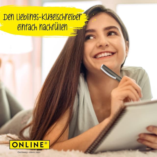 Detalle de ONLINE 6 Kugelschreiberminen schwarz im G2-Format (Strichstärke M) – Standard Großraummine für viele Kulis