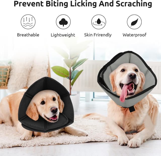 Detalle de PUZAUKAL weicher Halskragen für Hunde nach OP – verstellbarer Anti-Leckschutz (Grau, XL)