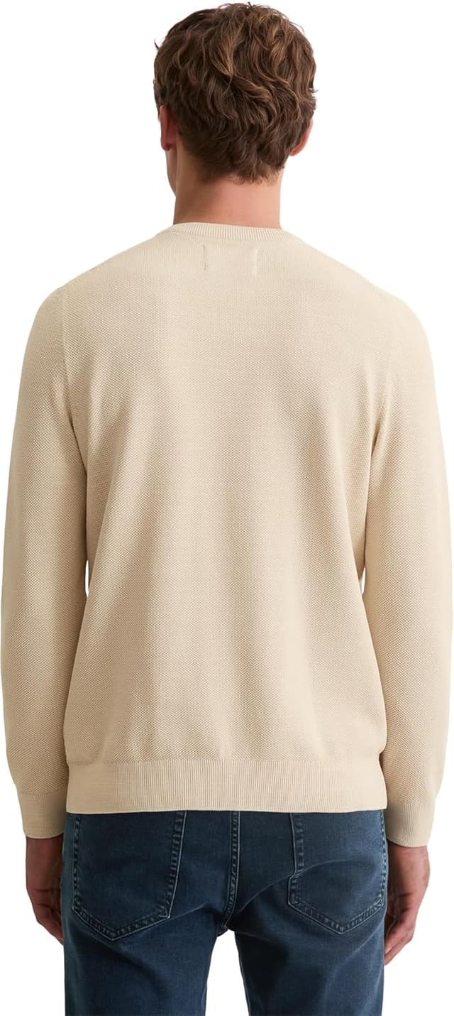 Detalle de Marc O’Polo Herren-Pullover aus Bio-Baumwolle mit Rundhalsausschnitt