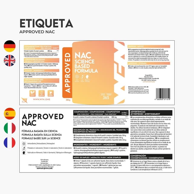 Thumbnail 6 de WFN Approved NAC 800 mg 🌱 Cápsulas veganas, 365 dosis en Alemania