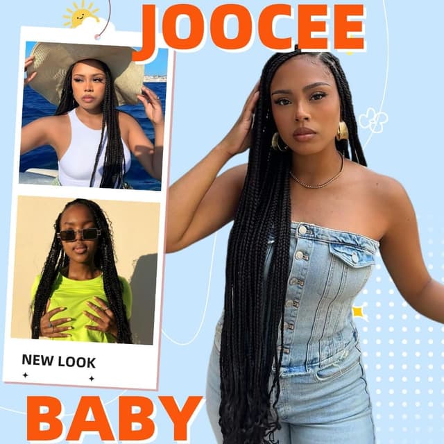 Detalle 2 de Jooceebaby Flechthaar zum Einflechten (Easy Braid) – Natural Black Braids Extensions, 24 Zoll, 3er-Pack