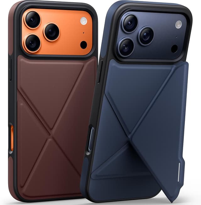 Detalle de Peerock X Fold Stand Case for iPhone 17 Pro with MagSafe (Nano TechWoven, 16FT Drop Protection) — Ochre