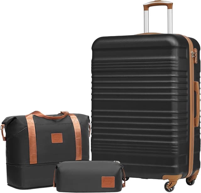 Detalle de COOLIFE Koffer-Set 3-teilig mit 28" Hartschale, Reisetasche & Kulturtasche (TSA-Schloss, 360° Rollen)