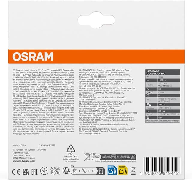 Thumbnail 6 de Osram 819412 Bombilla LED E27 13 W, Paquete de 3