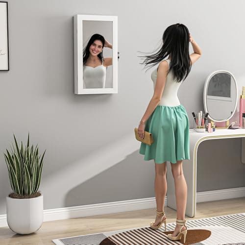 Thumbnail 7 de HOMCOM Espejo Joyero de Pared 2 en 1