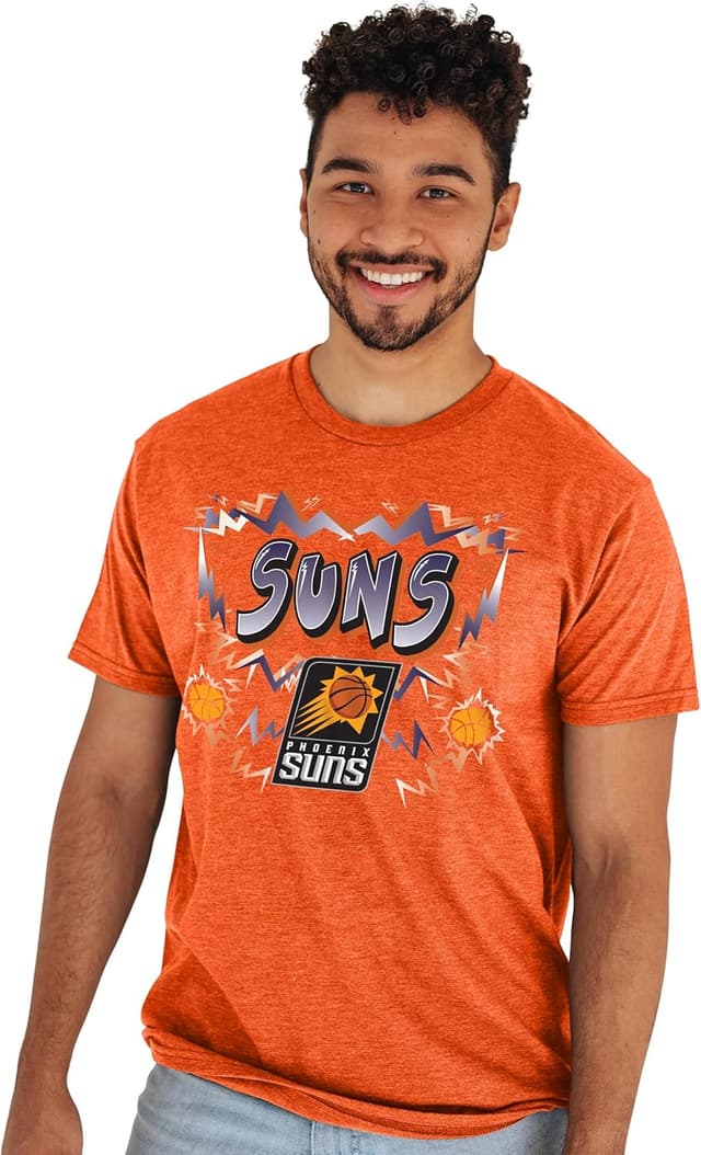Detalle de Blue 84 Phoenix Suns Heathered Alternate NBA Unisex T-Shirt (Officially Licensed)