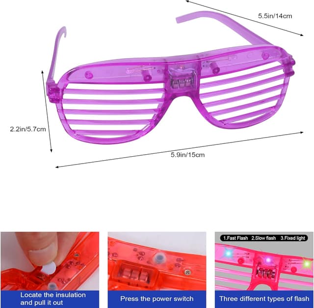 Detalle de Zaaaslsm 40-Pack LED Glow Glasses (Light-Up, Fast Blinking) for Parties & Events