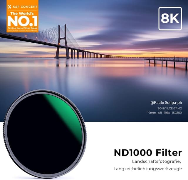 Detalle 2 de K&F CONCEPT Nano-X ND1000 82 mm ND-Filter