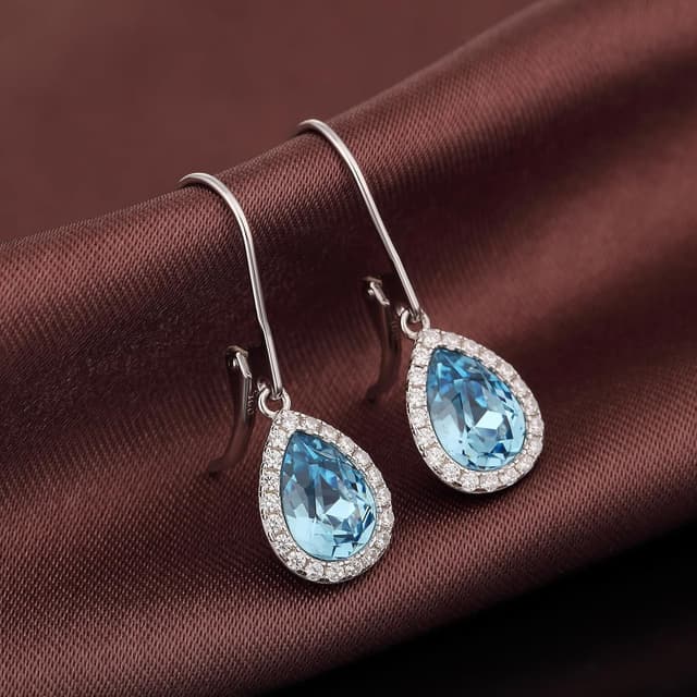 Detalle de jiamiaoi Hängende Tropfen-Ohrringe aus 925 Silber mit 18 Karat Weißgold-Plattierung (Zirkonia)