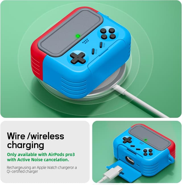 Detalle 2 de Inesore AirPods Pro 3 Case Cover with Cleaner Kit, Lock & Phone Support (2025) - Console Game Style