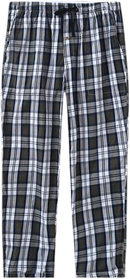 Detalle de MoFiz Men’s Ultra Lightweight Cotton Pajama Pants (Plaid) with Pocket, Drawstring, 3-Pack