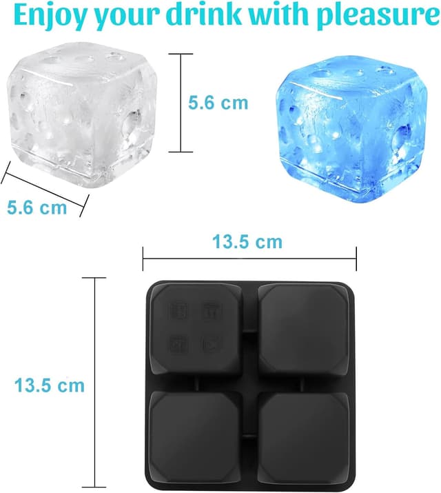 Detalle 2 de Eiswürfelform mit Deckel: D6 3D-Würfel aus BPA-freiem Silikon für Whiskey, Cocktails & Co.