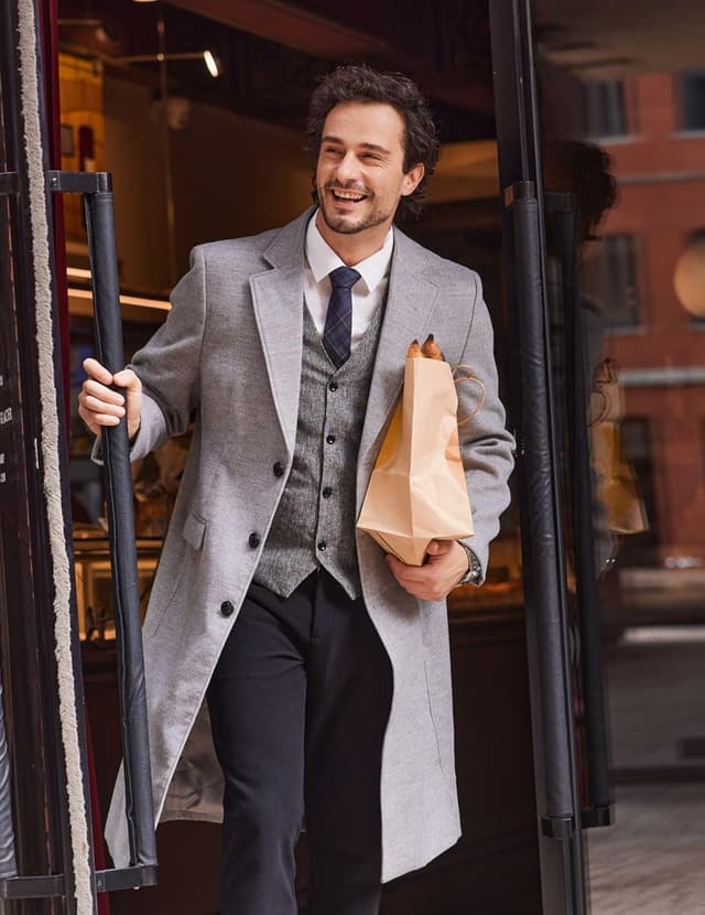 Detalle de COOFANDY Wool Coat with Detachable Scarf ⚙