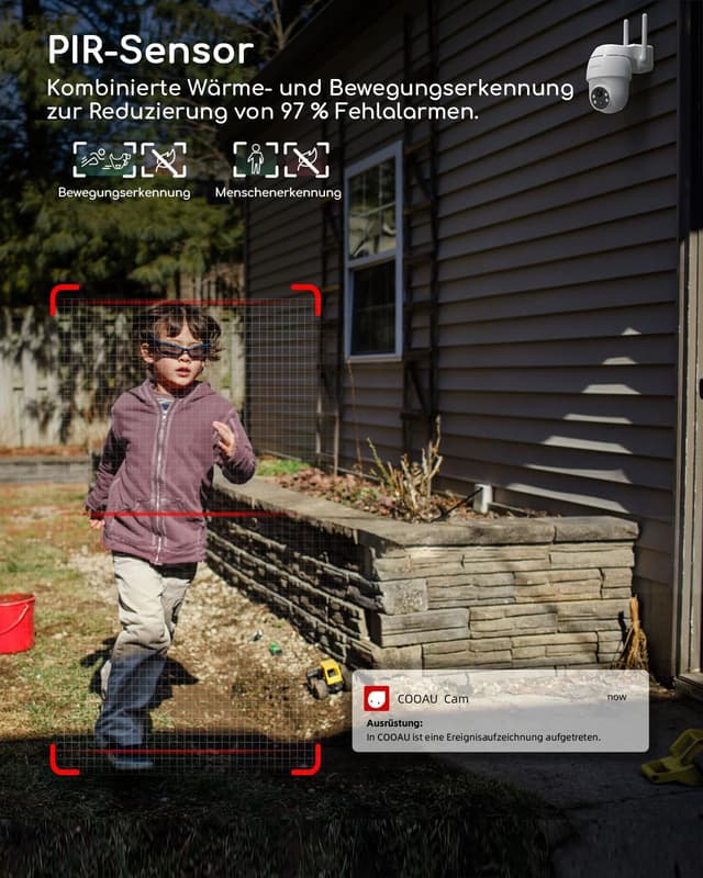 Thumbnail 4 de COOAU 2K Überwachungskamera Akku 355°