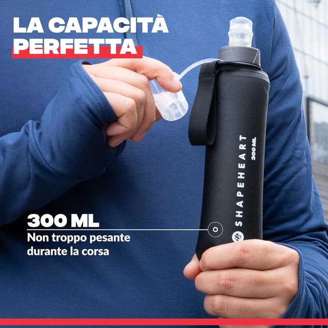 Detalle de Shapeheart Innovazione francese borraccia morbida da corsa e sportiva da 300 ml, compatibile con cintura